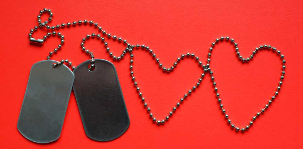 dog tags and chain in the shape of a heart