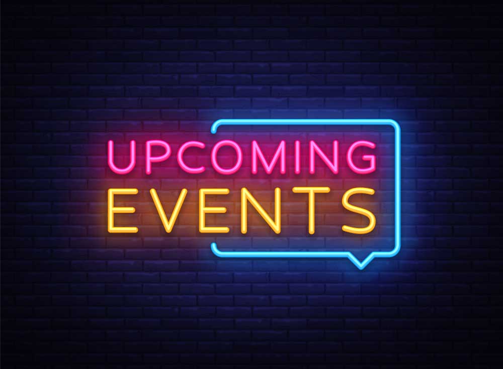 upcoming events neon sign