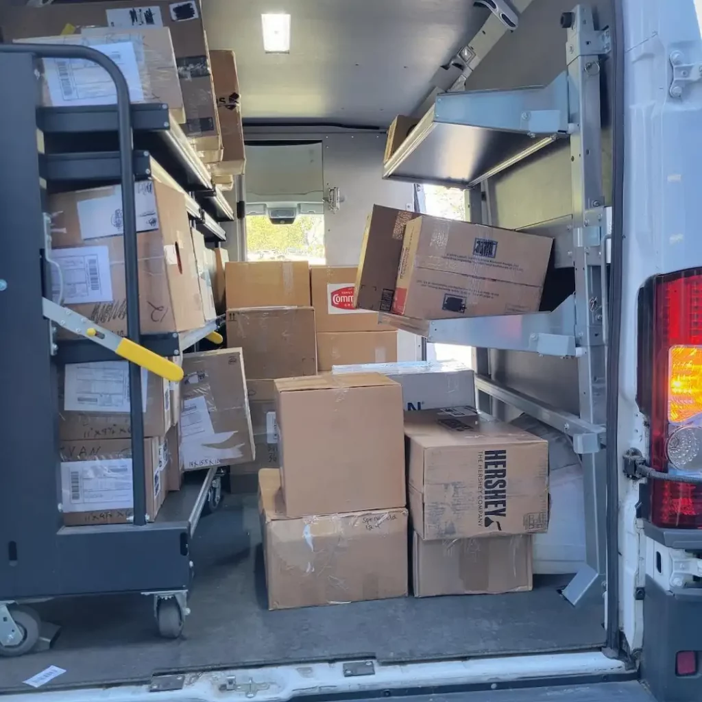 shipping boxes to soldiers overseas in usps van
