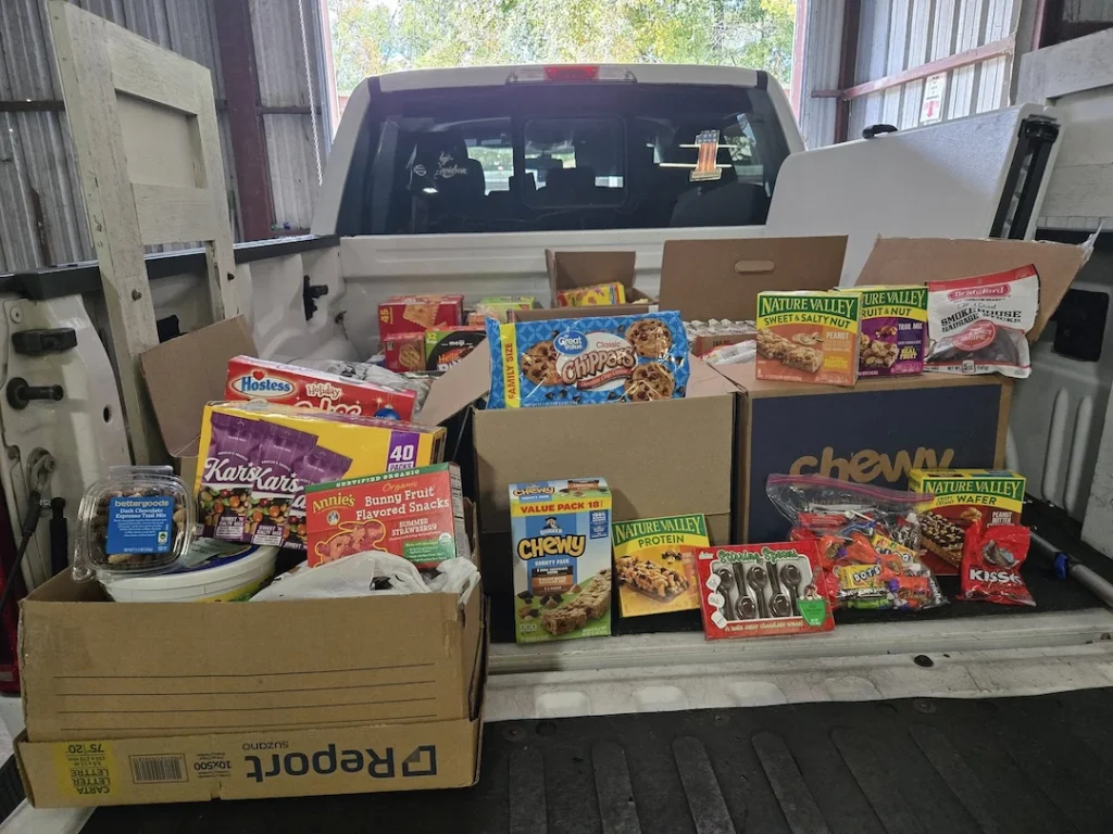 br soldier outrach care packages in truck bed