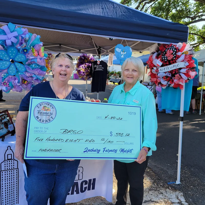 christy smith receiving brso check zachary farmers market