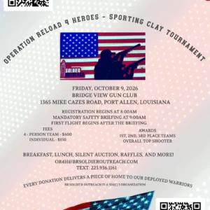 Operation Reload 4 Heroes 2nd Annual Sporting Clay Tournament flyer, October 9 2026
